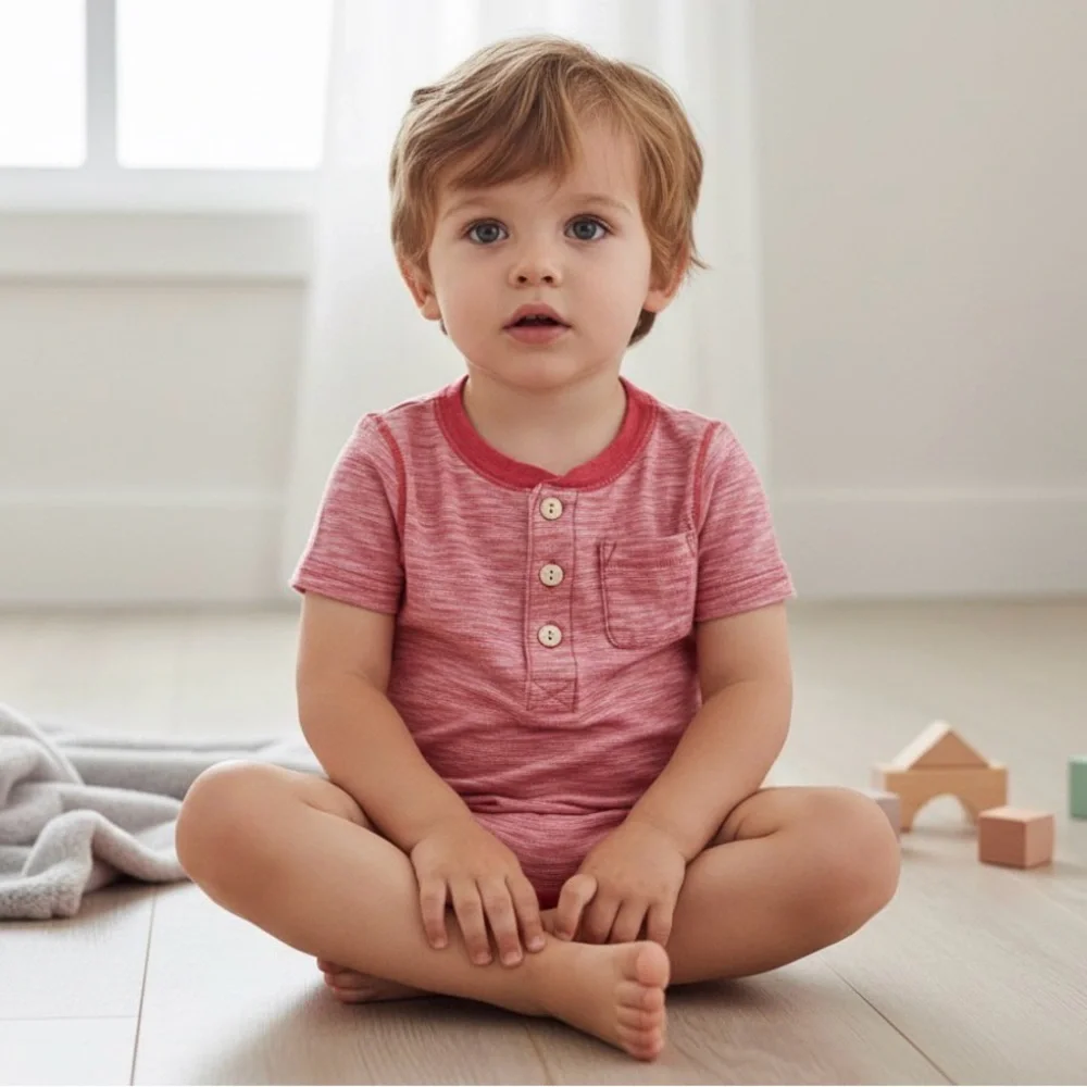 Baby Gap Red Short Sleeve Bodysuit – Size 12-18 Months, Soft & Comfy